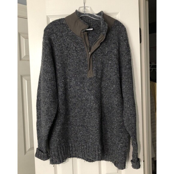 Vintage Columbia Sz XL Wool Sweater Men’s Gray Quarter Zip Fisherman Grandpa - Picture 3 of 9